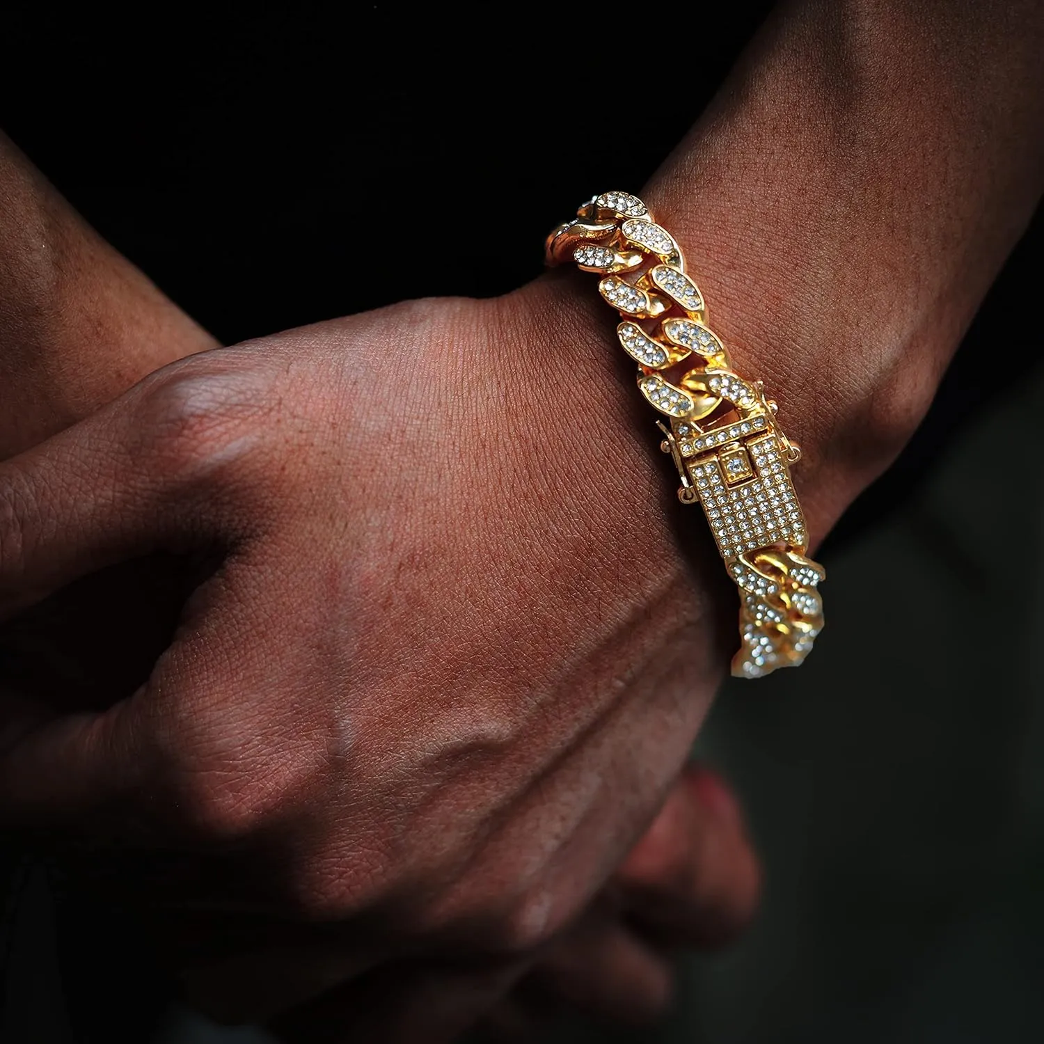 Halukakah Gold Chain for Men - The Royal - Iced Out 14/20MM Gold/Platinum White/Rose Gold/Rhodium Black Cuban Link Chain Necklace Bracelet Full Cz Diamond Cut Prong Set,Great Present Idea