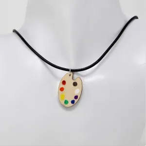 Happy Little Paint Palette Choker Necklace | Hand-Painted Pendant Necklace for Artists