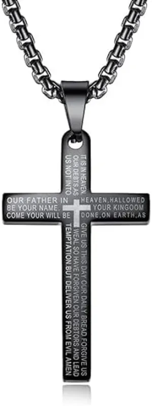 Isaiah Lord's Prayer Pendant Cross Necklace for Men Women Cross for Car Rearview Mirror Hanging Accessories Car Charm Cross Hanging Ornament Decor Christian Religious Cross