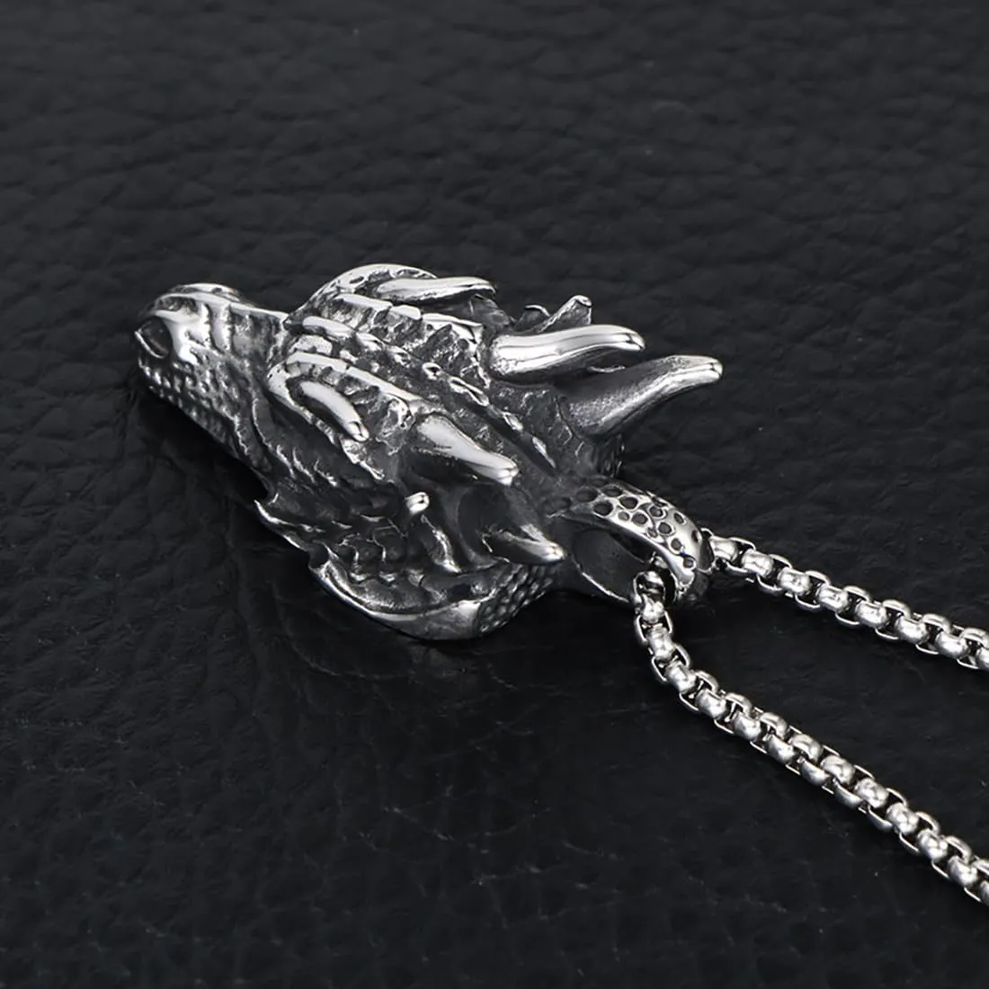 JWM Men's Pendant Necklace for Men Women with 23.6'' Stainless Steel Square Pearl Chain