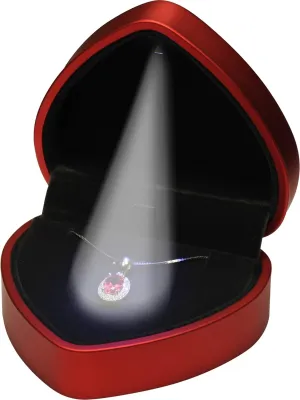 LED Red Necklace Pendant Box for Wedding, Engagement, Birthday, Valentine' Day, Mother's Day, Father's Day, Christmas...Luxury Heart Shaped Design LED Necklace Pendant Chain Jewelry Gift Box with