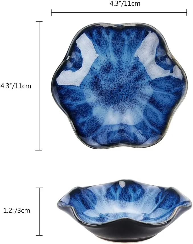 Lotus Leaf Shape Decorative Ring Tray, Small Key Bowl, Ceramic Trinket Tray Jewelry Dish Organizing Necklace Earrings, Home Decoration for Mom Best Friend Sister, Blue.