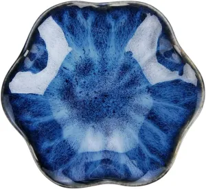 Lotus Leaf Shape Decorative Ring Tray, Small Key Bowl, Ceramic Trinket Tray Jewelry Dish Organizing Necklace Earrings, Home Decoration for Mom Best Friend Sister, Blue.