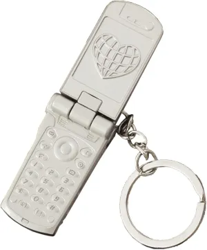 Mini Flip and Rotate Keychain Creative Phone Shaped Pendant Charm Keyring Style Bag Keys Hanging Ornament Decor, 4cm, Silver