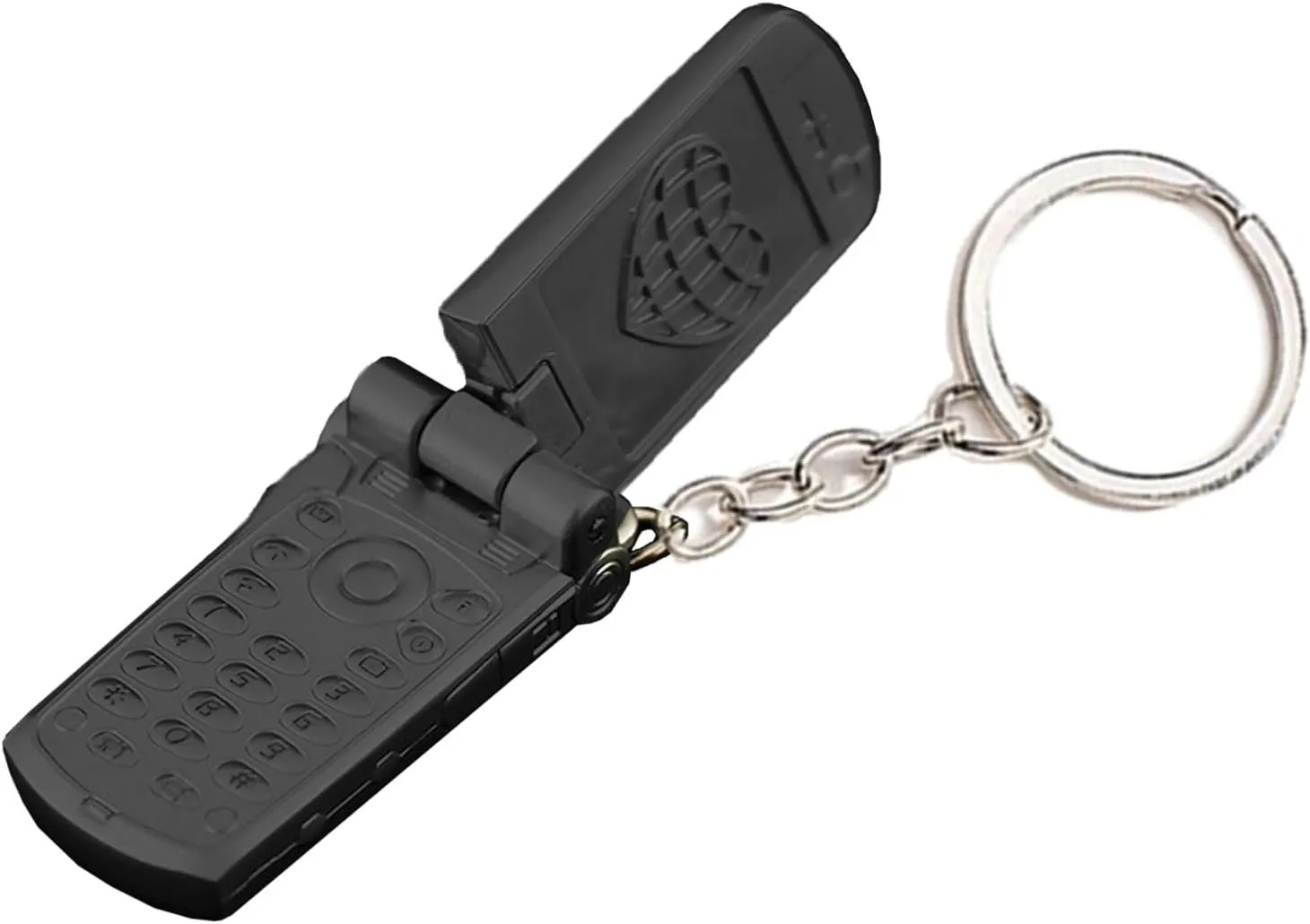 Mini Flip and Rotate Keychain Creative Phone Shaped Pendant Charm Keyring Style Bag Keys Hanging Ornament Decor, 4cm, Silver