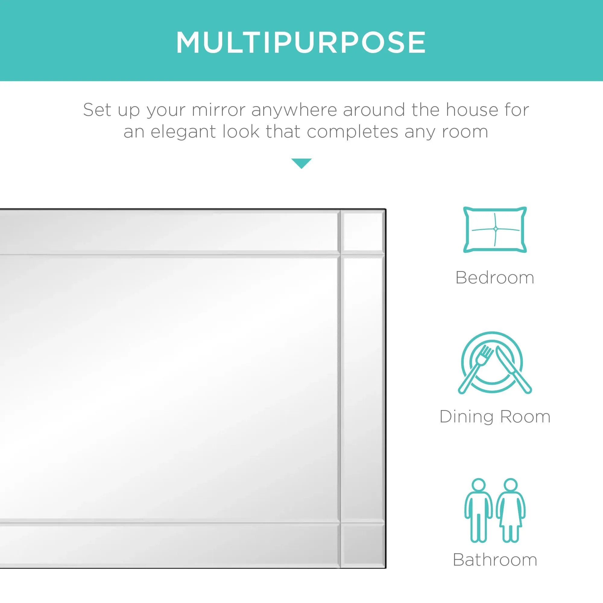 Modern Decorative Rectangular Frameless Wall Mirror - 36x24in