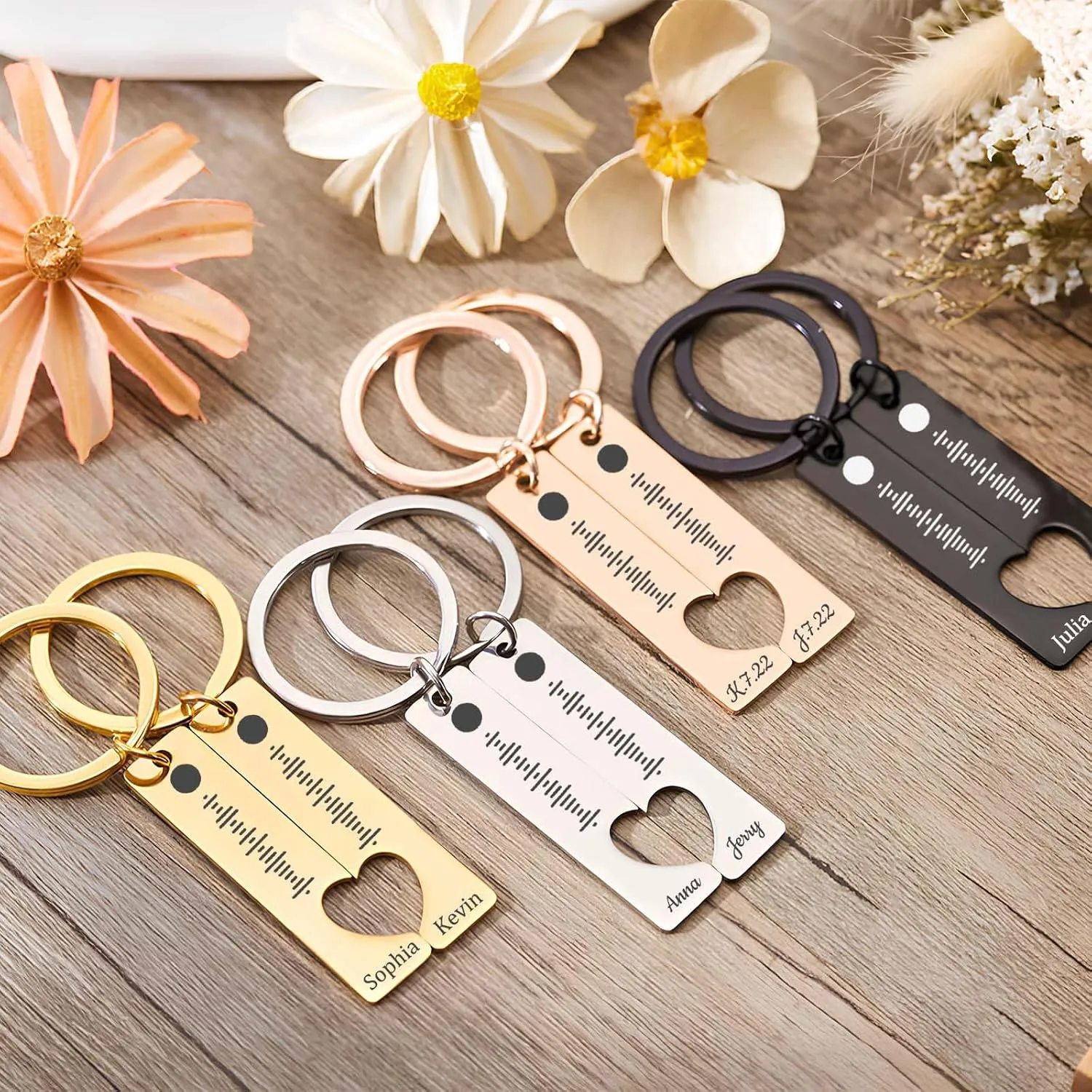 MOTICIUS Custom Keychain Custom Spotify Keychain Personalize Heart Music Keychain for Couple Scannable Custom Song Keychain