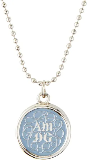 Needzo Religious Necklace for Women, Silver Tone AMDG Saint Ignatius Inspired Pendant Pop Bead Chain Jewelry for Volunteers