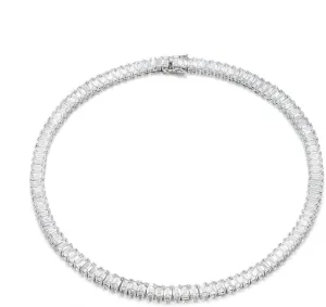 NYC Sterling Women's Luxury Cubic Zirconia Emerald Cut Tennis Necklace