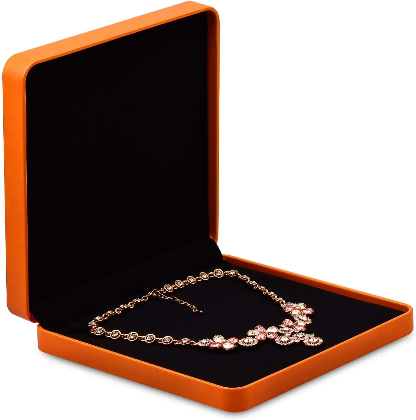 Oirlv Premium Leather Big Necklace Box Chunky Necklace Gift Box Showcase Jewelry Display Holder