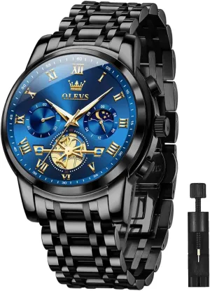 OLEVS Men Watches Square Business Dress Diamond Analog Quartz Date Luxury Watch for Men Casual Stainless Steel Waterproof Luminous Two Tone Wrist Watch