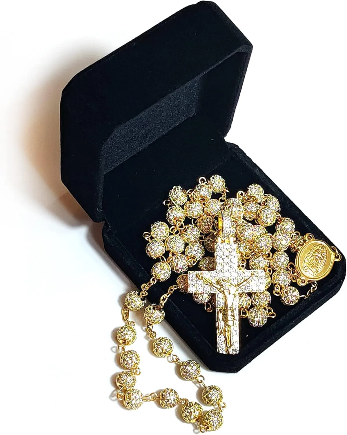 Premium Luxury Rosary Beads Chaplet Stainless Steel Zircon Rosery Cross Catholic gifts