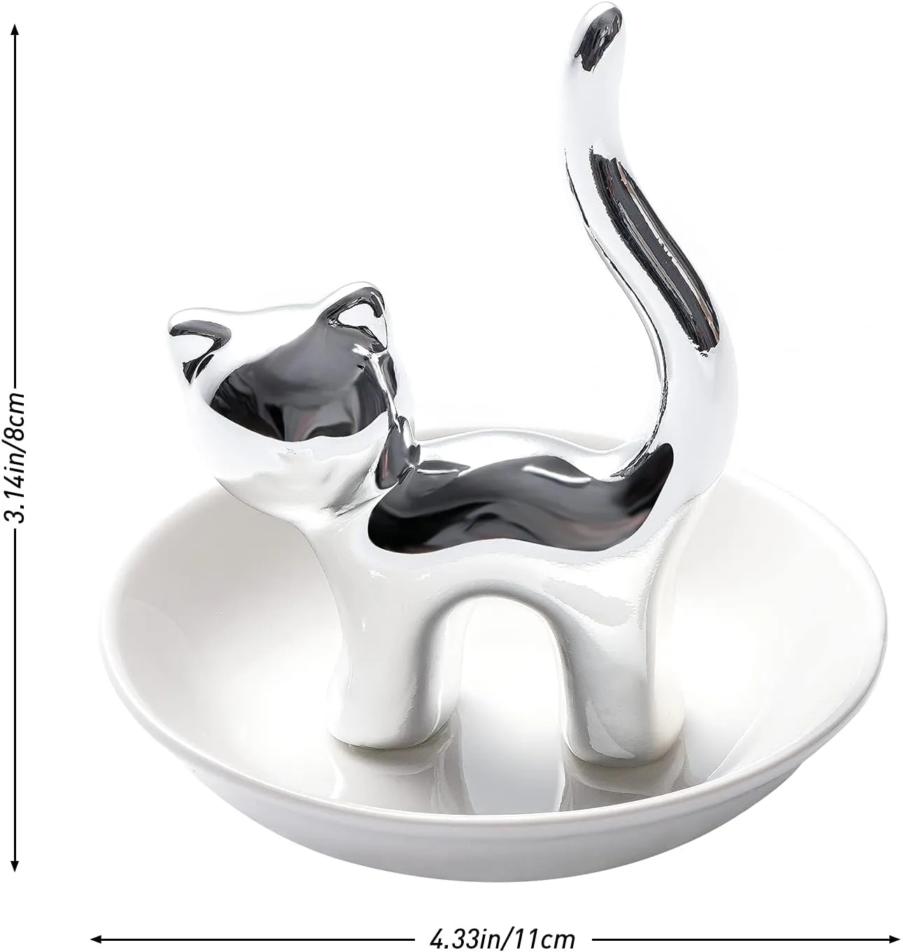 PUDDING CABIN Cat Ring Holder, Trinket Dish for Rings Earrings Organizer, Cat Lovers Gift for Women Mom, Funny Cat Themed Gifts for Girls Friends Valentine Christmas