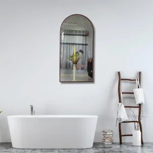 Quality Glass Modern Elegance Semi Circle Wall-Mounted Mirror Metal Framed Wall Mirror Bathroom Mirror Living Room Mirror Home Decor Mirror 24 x 48 Inches Color Copper MF 82