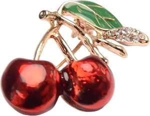 Red Cherry Fruit Brooch Cute Small Fashion Metal Brooch Pin for Women