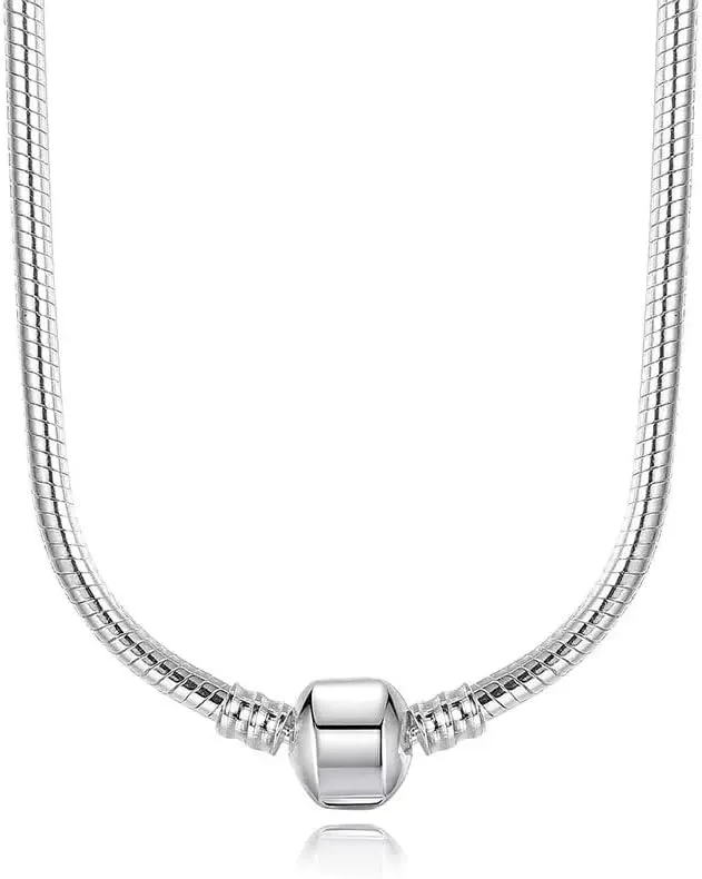 Snake Chain Necklace Silver Plated fit Pandora Charms Beads Jewelry