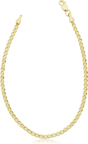 Solid 14k Yellow Gold Filled Mariner Link Ankle Bracelet (2.55 mm, 10 inch)