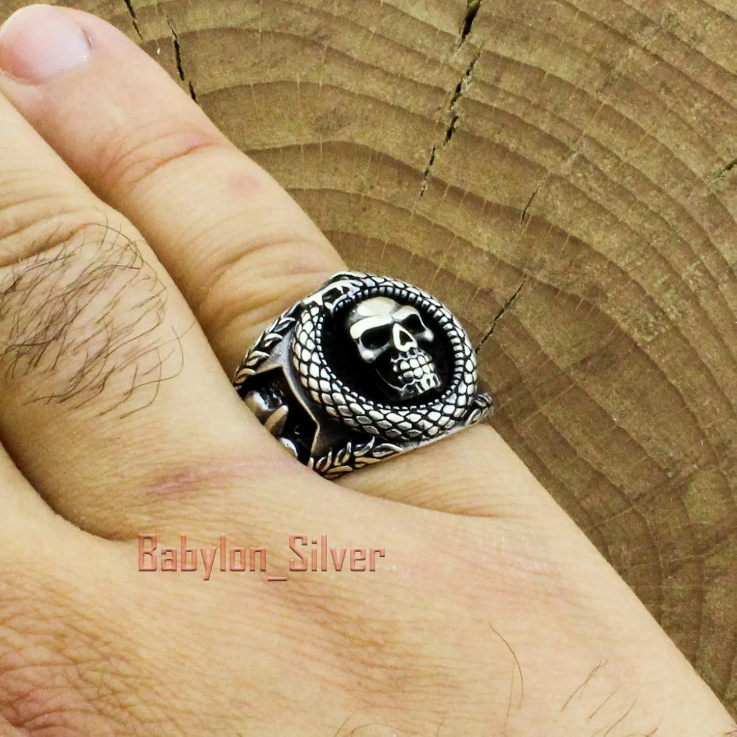 Solid 925 Sterling Silver Retro Gothic Biker Skull Luxury Turkish Men's Ring