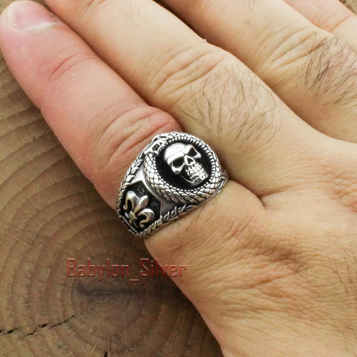 Solid 925 Sterling Silver Retro Gothic Biker Skull Luxury Turkish Men's Ring