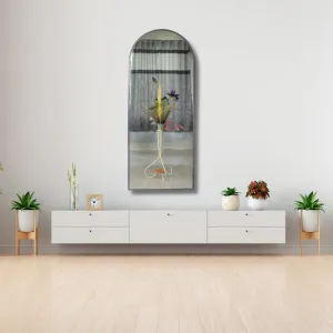 TINITALO Modern Elegance Semi Circle Wall-Mounted Mirror Metal Framed Wall Mirror Bathroom Mirror Living Room Mirror Home Decor Mirror 24 x 48 Inches Color Antique Golden MF 85