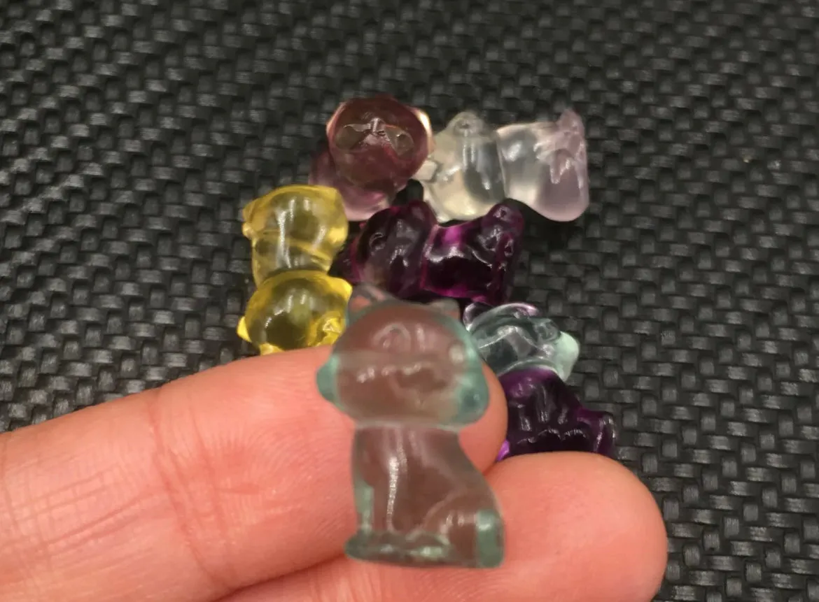 Tiny Fluorite Kitty Cat figurines