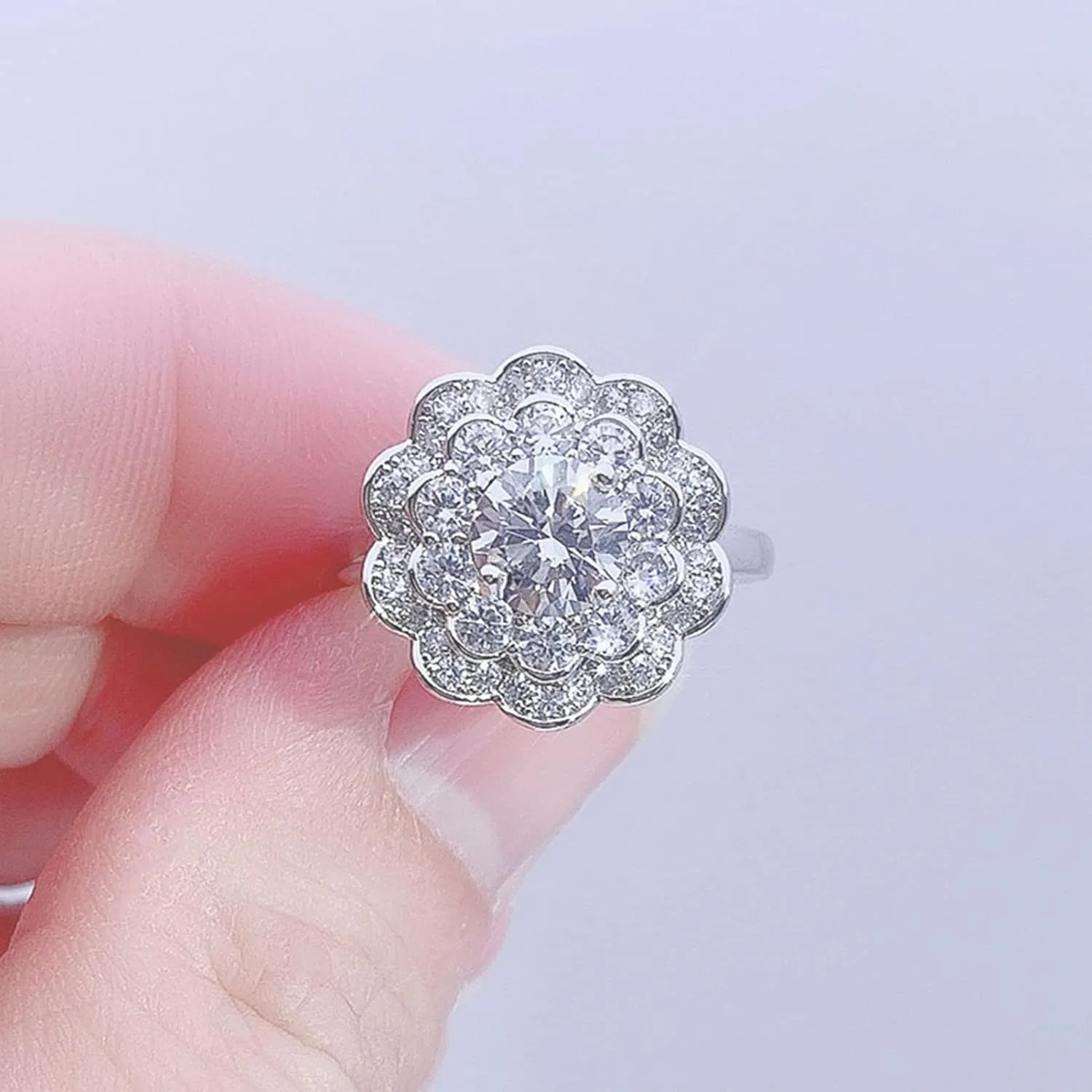 Women Ring Sweet Faux Crystal Jewelry Ring Decorative Inlaid
