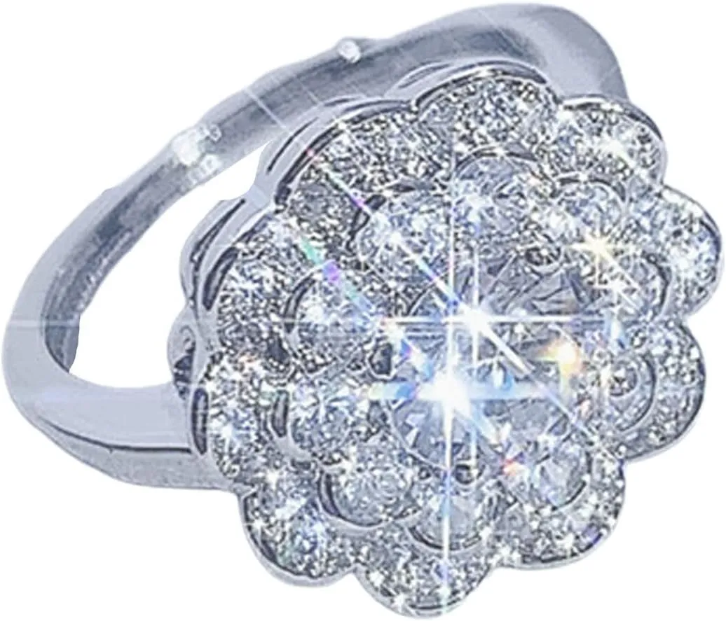 Women Ring Sweet Faux Crystal Jewelry Ring Decorative Inlaid