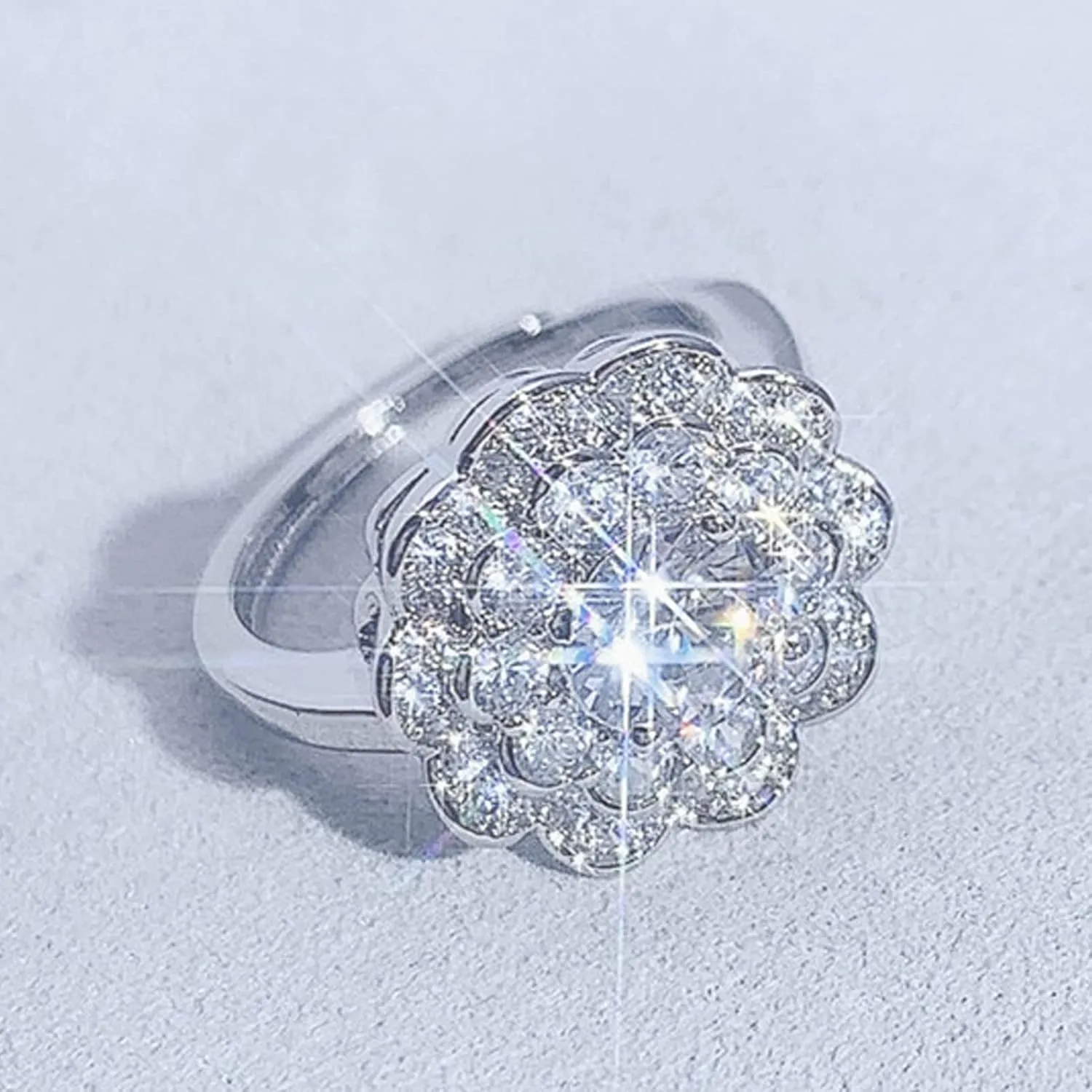 Women Ring Sweet Faux Crystal Jewelry Ring Decorative Inlaid
