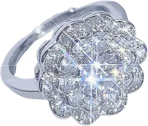 Women Ring Sweet Faux Crystal Jewelry Ring Decorative Inlaid